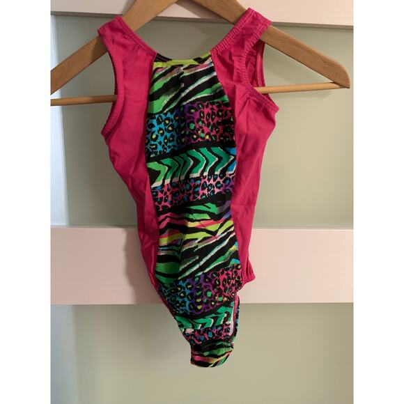 Look-it Activewear Leopard Neon Dance Suit Gymnastic Leotard Sport Pink Size M - Picture 2 of 6